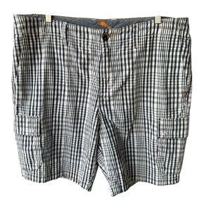 Tommy Bahama Shorts Cargo Blue Plaid Outdoor Active Preppy Summer Spring Golf 36